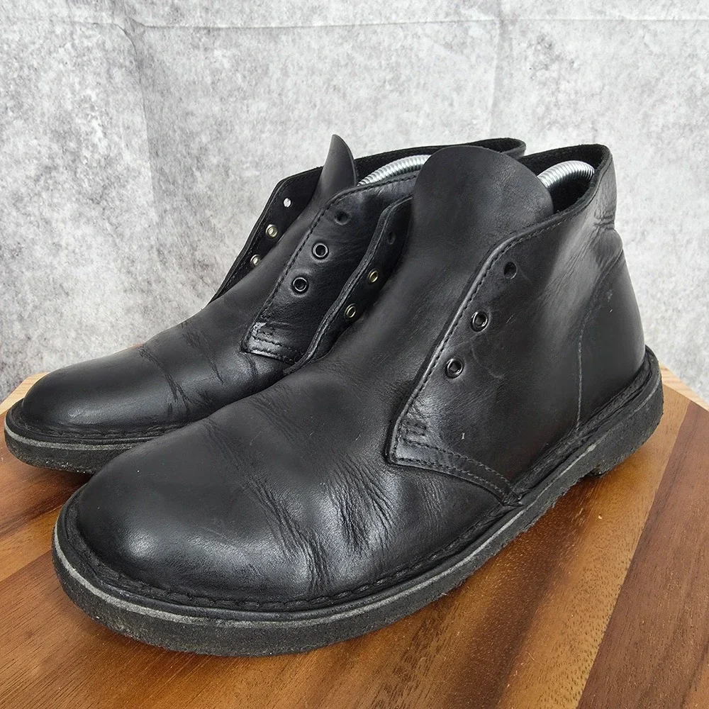 Clarks Originals Chukka Boots Mens 8‎ M Black Desert Leather Ankle Shoes 21621